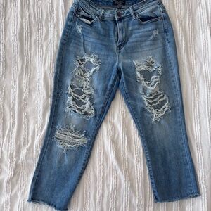 Judy Blue Distressed Light Blue Boyfriend Jeans